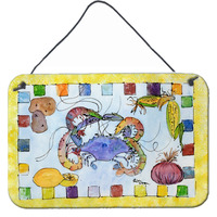 "Caroline's Treasures 8068DS812 Crab Indoor or Aluminum Metal Wall or Door Hanging Prints, 8 x 12"", Multicolor"