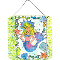 "Caroline's Treasures 8080DS66 Mermaid Aluminum Metal Wall or Door Hanging Prints, 6 x 6"", Multicolor"