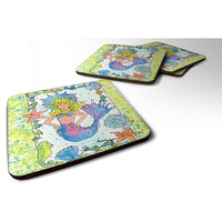 "Caroline's Treasures 8080FC Mermaid Foam Coasters (Set of 4), 3.5"" H x 3.5"" W, Multicolor"