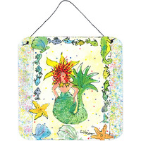 "Caroline's Treasures 8081DS66 Mermaid Aluminum Metal Wall or Door Hanging Prints, 6 x 6"", Multicolor"