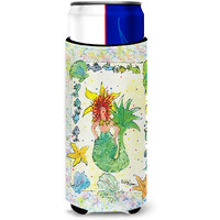 Red Headed Funky Mermaid Ultra Beverage Insulators for slim cans 8081MUK