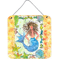 "Caroline's Treasures 8082DS66 Mermaid Aluminum Metal Wall or Door Hanging Prints, 6 x 6"", Multicolor"