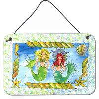 "Caroline's Treasures 8083DS812 Mermaid Indoor or Aluminum Metal Wall or Door Hanging Prints, 8 x 12"", Multicolor"