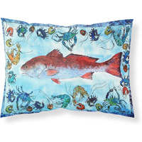 "Caroline's Treasures 8087PILLOWCASE Red Fish Moisture Wicking Fabric Standard Pillowcase, Large, Multicolor"