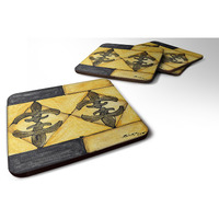 "Caroline's Treasures 8089FC Black Gold Foam Coasters (Set of 4), 3.5"" H x 3.5"" W, Multicolor"