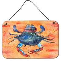 "Caroline's Treasures 8096DS812 Crab Indoor or Aluminum Metal Wall or Door Hanging Prints, 8 x 12"", Multicolor"