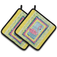 "Caroline's Treasures Bird - Flamingo Pair of Pot Holders 8106-BPTHD, 7.5HX7.5W, Multicolor"