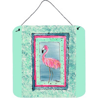 "Caroline's Treasures 8107-BDS66 Bird-Flamingo Aluminum Metal Wall or Door Hanging Prints, 6 x 6"", Multicolor"