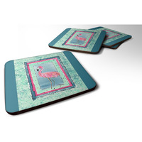 "Caroline's Treasures 8107-CFC Bird-Flamingo Foam Coasters (Set of 4), 3.5"" H x 3.5"" W, Multicolor"