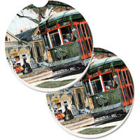 "Caroline's Treasures New Orleans Street Car Set of 2 Cup Holder Car Coasters 8108CARC, 2.56, Multicolor"