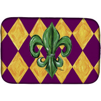 "Caroline's Treasures Mardi Gras Fleur De Lis Purple Dish Drying Mat, 14"" x 21"", Multicolor"