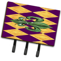 "Caroline's Treasures 8133TH68 Mardi Gras Fleur De Lis Purple Green and Gold Leash or Key Holder, Large, Multicolor"