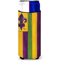 Mardi Gras Fleur de lis Nation Ultra Beverage Insulators for slim cans 8137MUK
