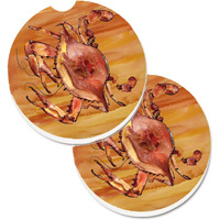 "Caroline's Treasures Crab Set of 2 Cup Holder Car Coasters 8139CARC, 2.56, Multicolor"