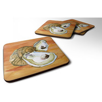 "Caroline's Treasures 8142FC Oyster Foam Coasters (Set of 4), 3.5"" H x 3.5"" W, Multicolor"