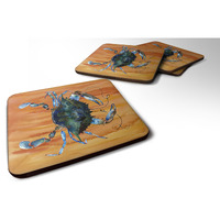"Caroline's Treasures 8143FC Crab Foam Coasters (Set of 4), 3.5"" H x 3.5"" W, Multicolor"