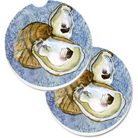 "Caroline's Treasures Oyster Set of 2 Cup Holder Car Coasters 8152CARC, 2.56, Multicolor"