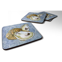 "Caroline's Treasures 8152FC Oyster Foam Coasters (Set of 4), 3.5"" H x 3.5"" W, Multicolor"
