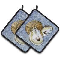 "Caroline's Treasures Oyster Pair of Pot Holders 8152PTHD, 7.5HX7.5W, Multicolor"