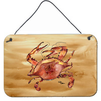 "Caroline's Treasures Cooked Crab Sandy Beach Aluminum Metal Wall or Door Hanging Prints, 8 x 12"""