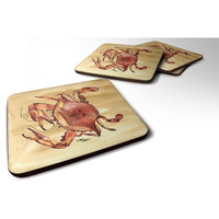 "Caroline's Treasures 8154FC Crab Foam Coasters (Set of 4), 3.5"" H x 3.5"" W, Multicolor"
