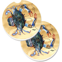 "Caroline's Treasures Crab Set of 2 Cup Holder Car Coasters 8156CARC, 2.56, Multicolor"