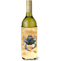 Female Blue Crab Sandy Beach Wine Bottle Beverage Insulator Beverage Insulator Hugger