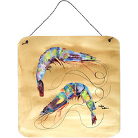 "Caroline's Treasures 8158DS66 Shrimp Aluminum Metal Wall or Door Hanging Prints, 6 x 6"", Multicolor"
