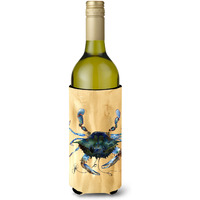 Blue Male Crab  Sandy Beach Wine Bottle Beverage Insulator Beverage Insulator Hugger