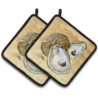 "Caroline's Treasures Oyster Pair of Pot Holders 8160PTHD, 7.5HX7.5W, Multicolor"