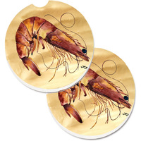 "Caroline's Treasures Shrimp Set of 2 Cup Holder Car Coasters 8161CARC, 2.56, Multicolor"