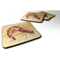 "Caroline's Treasures 8161FC Shrimp Foam Coasters (Set of 4), 3.5"" H x 3.5"" W, Multicolor"