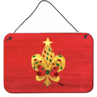 "Caroline's Treasures Christmas Fleur De Lis Tree with Lights Wall or Door Hanging Prints, 8 x 12"""