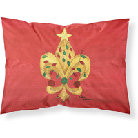 "Caroline's Treasures 8185PILLOWCASE Christmas Fleur De Lis Tree with Lights Moisture Wicking Fabric Standard Pillowcase, Large, Multicolor"