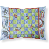 "Caroline's Treasures 8196PILLOWCASE Crab And Shrimp Checkerboard Moisture Wicking Fabric Standard Pillowcase, Large, Multicolor"
