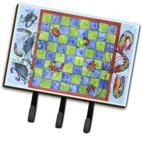 "Caroline's Treasures 8196TH68 Crab and Shrimp Checkerboard Leash or Key Holder, Large, Multicolor"