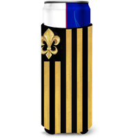 Black Gold Fleur de lis Nation Ultra Beverage Insulators for slim cans 8198MUK