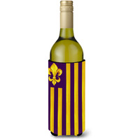 Purple and Gold Fleur de lis Wine Bottle Beverage Insulator Beverage Insulator Hugger