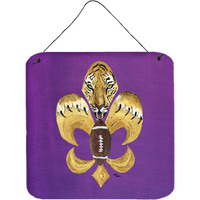 "Caroline's Treasures 8205-2DS66 Tiger Football Fleur De Lis Aluminum Metal Wall or Door Hanging Prints, 6 x 6"", Multicolor"