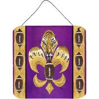 "Caroline's Treasures 8205DS66 Tiger Football Fleur De Lis Aluminum Metal Wall or Door Hanging Prints, 6 x 6"", Multicolor"