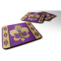 "Caroline's Treasures 8205FC Tiger Football Fleur de lis Foam Coasters (Set of 4), 3.5"" H x 3.5"" W, Multicolor"
