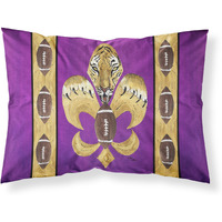 "Caroline's Treasures 8205PILLOWCASE Tiger Football Fleur De Lis Moisture Wicking Fabric Standard Pillowcase, Large, Multicolor"