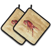 "Caroline's Treasures Crawfish Pair of Pot Holders 8230PTHD, 7.5HX7.5W, Multicolor"