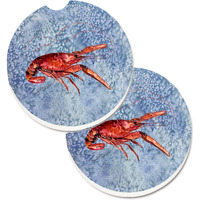"Caroline's Treasures Crawfish Set of 2 Cup Holder Car Coasters 8231CARC, 2.56, Multicolor"