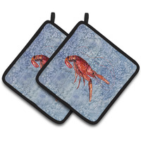 "Caroline's Treasures Crawfish Pair of Pot Holders 8231PTHD, 7.5HX7.5W, Multicolor"