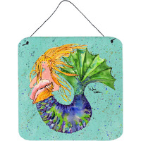 "Caroline's Treasures 8336DS66 Mermaid Aluminum Metal Wall or Door Hanging Prints, 6 x 6"", Multicolor"