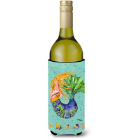Blonde Mermaid on Teal Wine Bottle Beverage Insulator Beverage Insulator Hugger