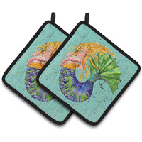 "Caroline's Treasures Mermaid Pair of Pot Holders 8336PTHD, 7.5HX7.5W, Multicolor"