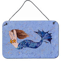 "Caroline's Treasures 8337DS812 Mermaid Indoor or Aluminum Metal Wall or Door Hanging Prints, 8 x 12"", Multicolor"