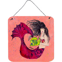"Caroline's Treasures 8338DS66 Mermaid Aluminum Metal Wall or Door Hanging Prints, 6 x 6"", Multicolor"